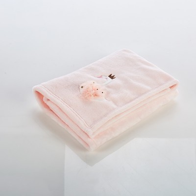 lovely Custom Printed Flannel/Coral Fleece Baby Bed Blanket with swan