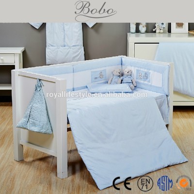 100% cotton embroidered baby crib bedding set