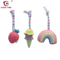 Strawberry Rainbow Ice Cream Hanging Plush Toy For Baby Crib With Bell